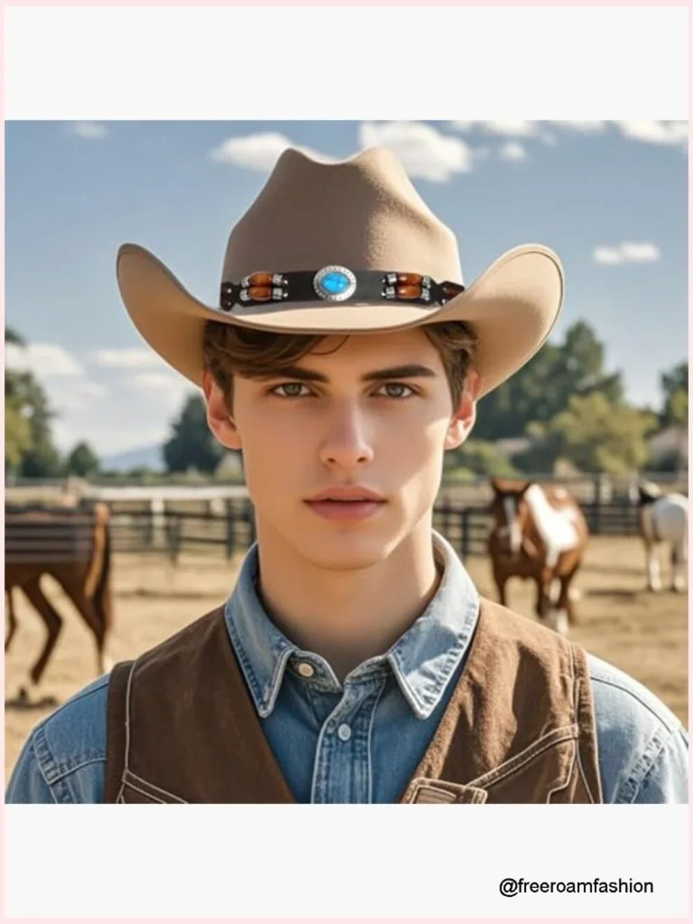 6Pc Western Hat Bands Cowboy Hat Accessories Leather Beaded Hatbands